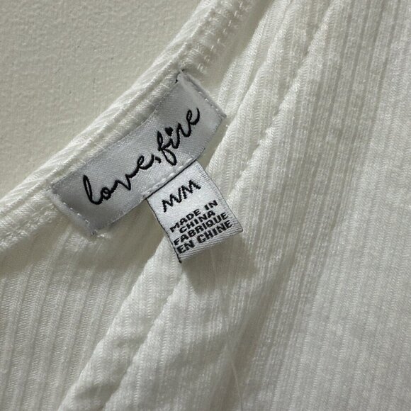 2/$30 Love Fire Crop Tank Top Womens M White Ruched Clean Girl Beach Boho NWT - Picture 6 of 11